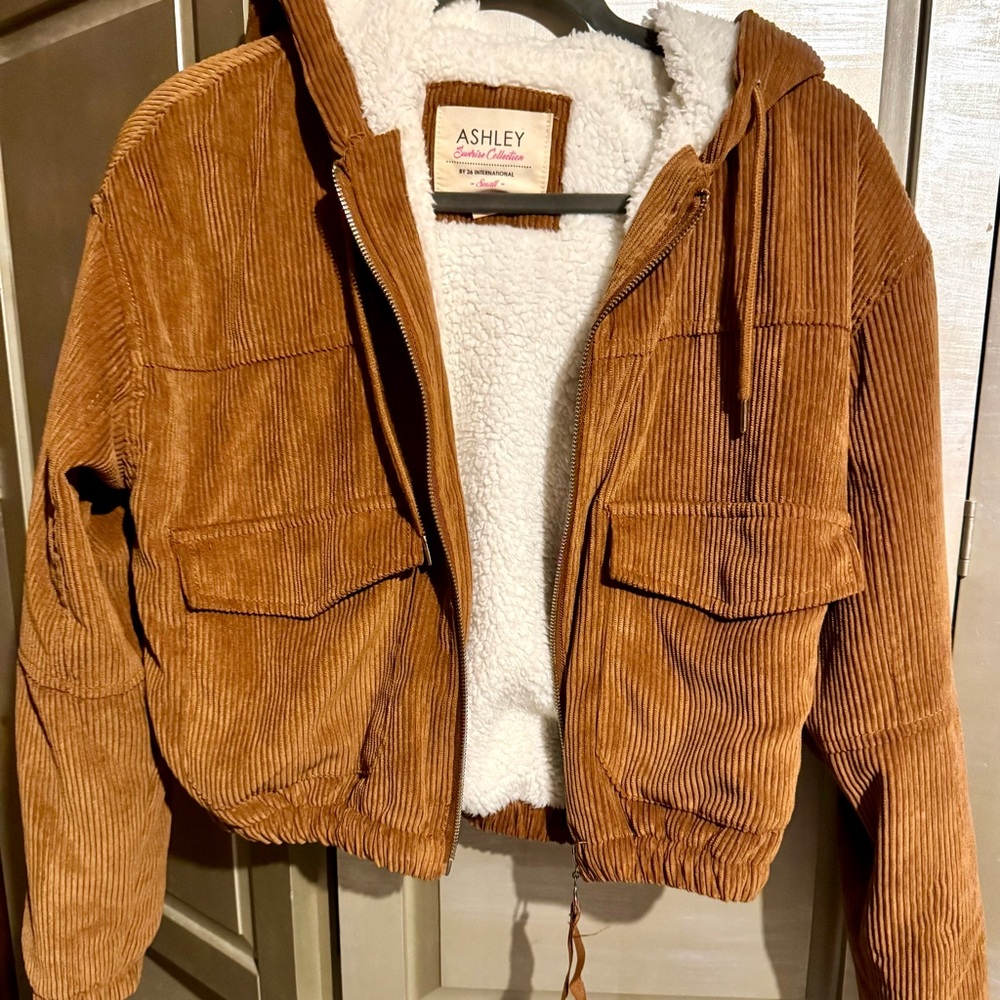 Ashley Brown Corduroy Jacket with Sherpa Lining